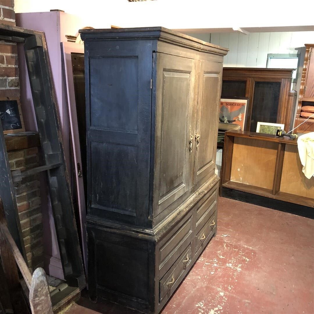 Antique Oak Large French Country Kitchen Cupboard 19th Century photo for sale