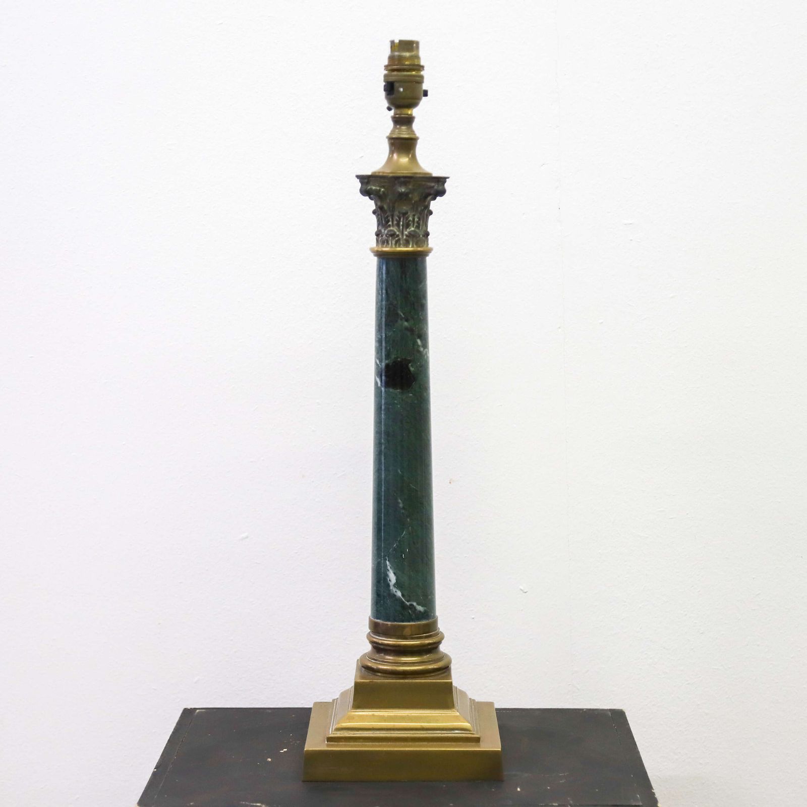 20th Century Brass And Marble Table Lamp In The Form Of A Corinthian Column photo furniture