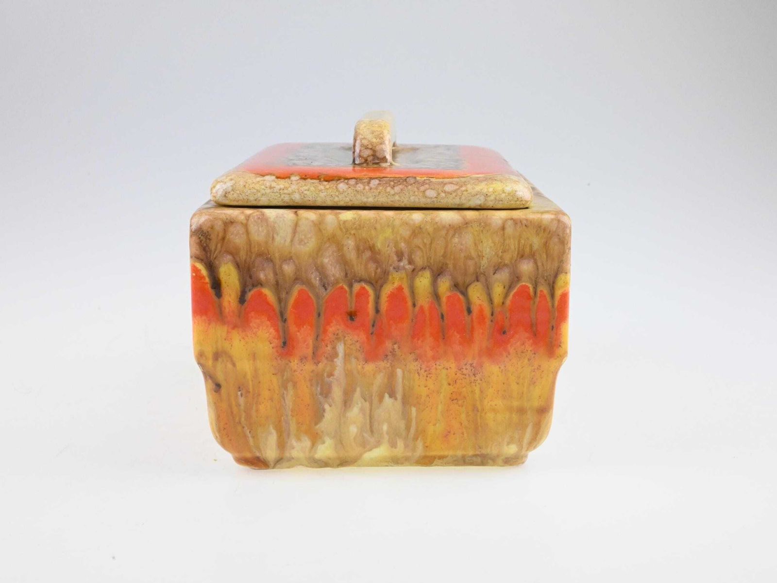 Antique German Art Deco Ceramic Box With Lid, German Pottery, Ceramic Box, Antique Trinket Box, Decorative Box, Collectible Ceramic photo for sale
