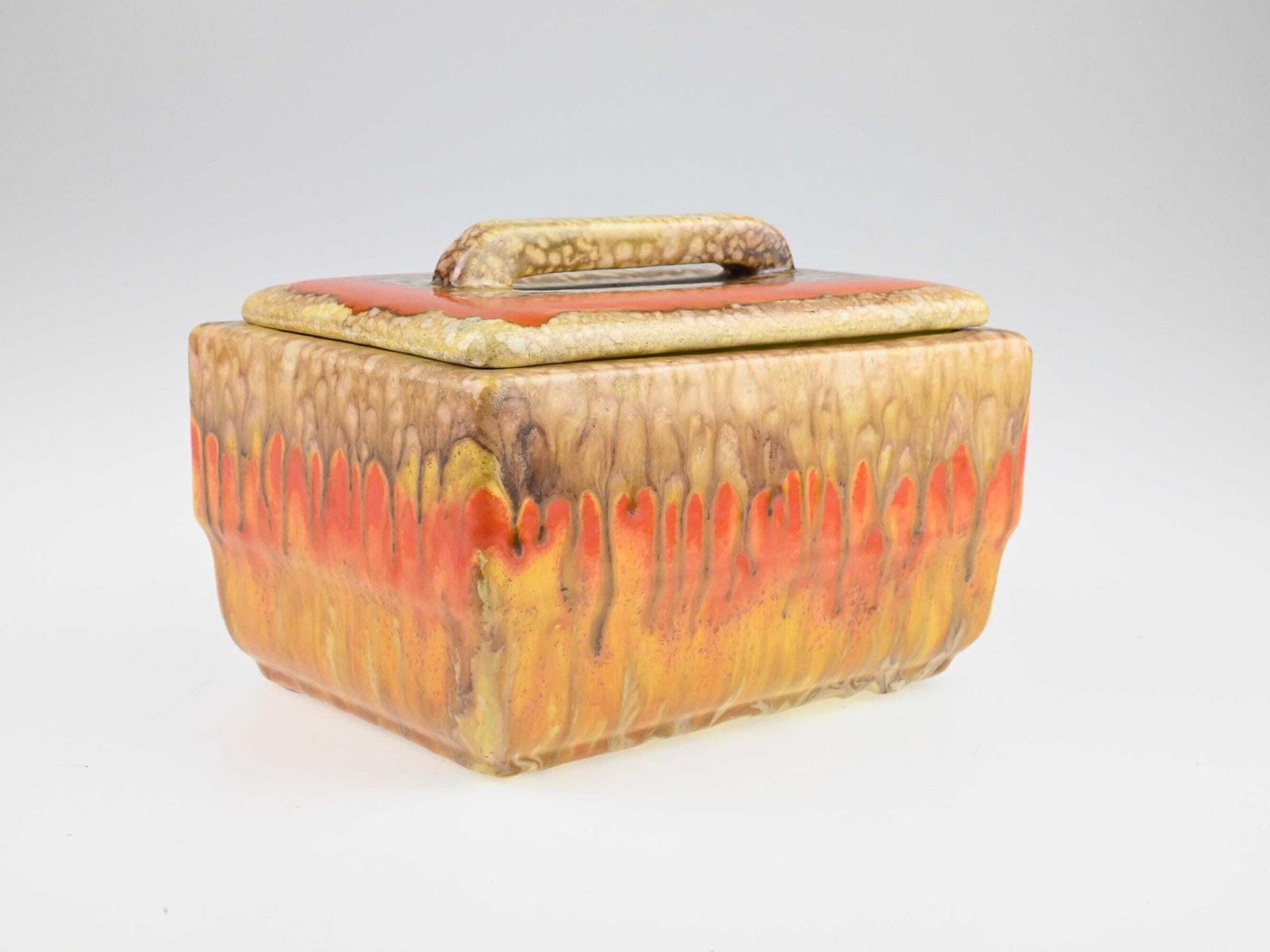 Antique German Art Deco Ceramic Box With Lid, German Pottery, Ceramic Box, Antique Trinket Box, Decorative Box, Collectible Ceramic photo Home Decor