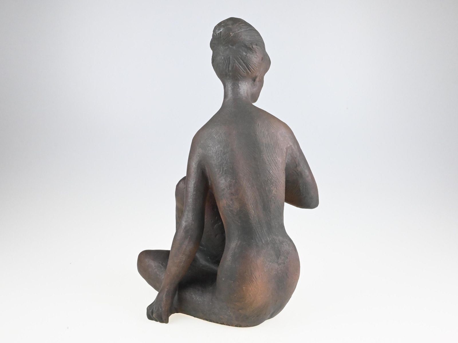 Bohumil Kokrda Ceramic Nude Statue, Mid Century Sculpture, Modernist Figurine, Seated Nude Statue, Ceramic Nude Sculpture, Brown Figurine photo 135.0