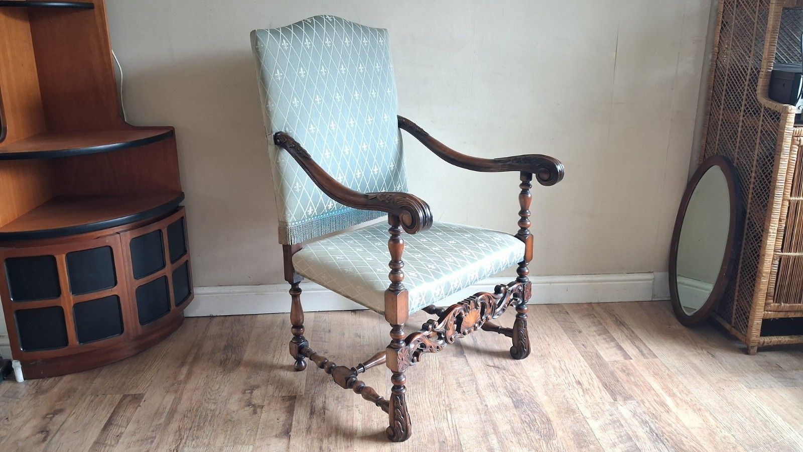 Superb French 19th Century Walnut Baroque Carved Armchair