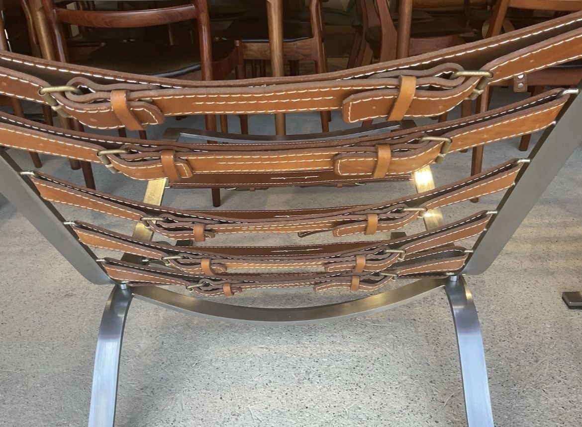 photo buy Arne Norell Leather And Chrome Ari Lounge Chair And Ottoman Mid Century