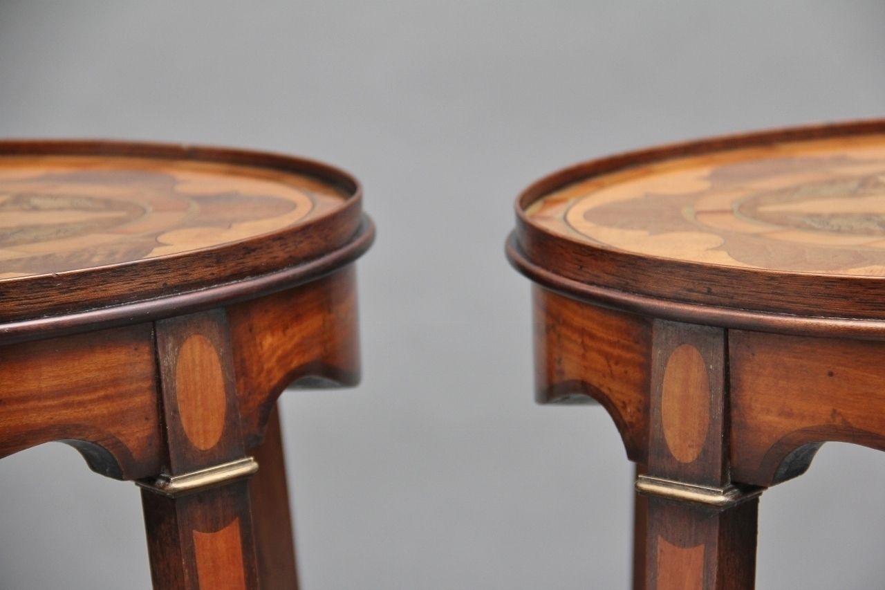 photo buy Pair Of Sheraton Revival Mahogany And Inlaid Urn Stands