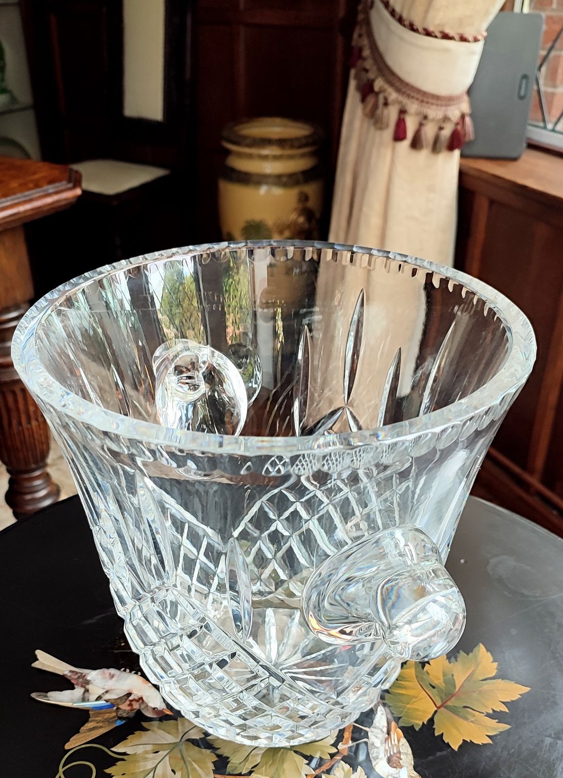 Very Large (And Heavy) Crystal Champagne Bucket Diamond Star Cut photo Home Decor