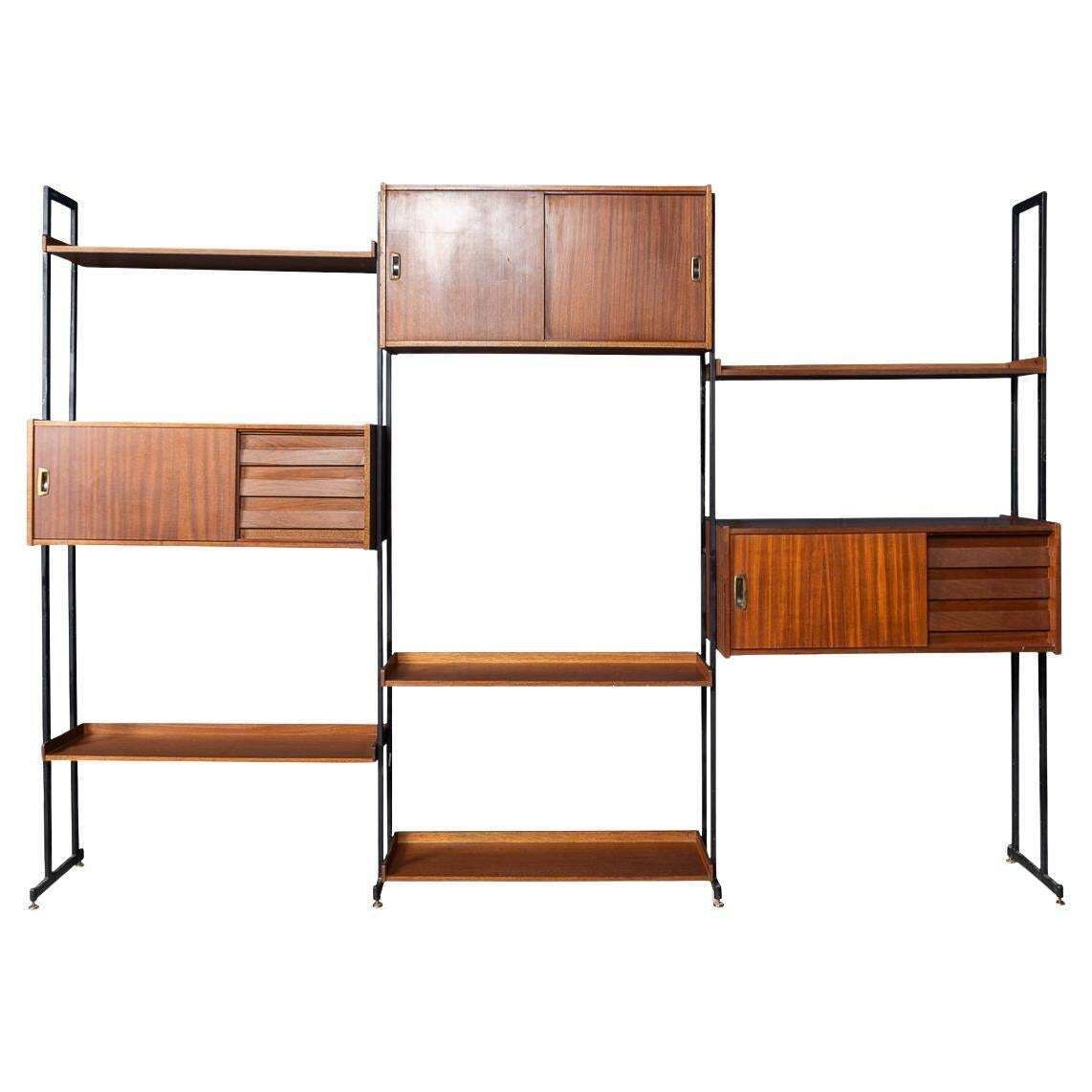 Vintage 20thc Italian Modular Teak Wall Cabinet C.1960
