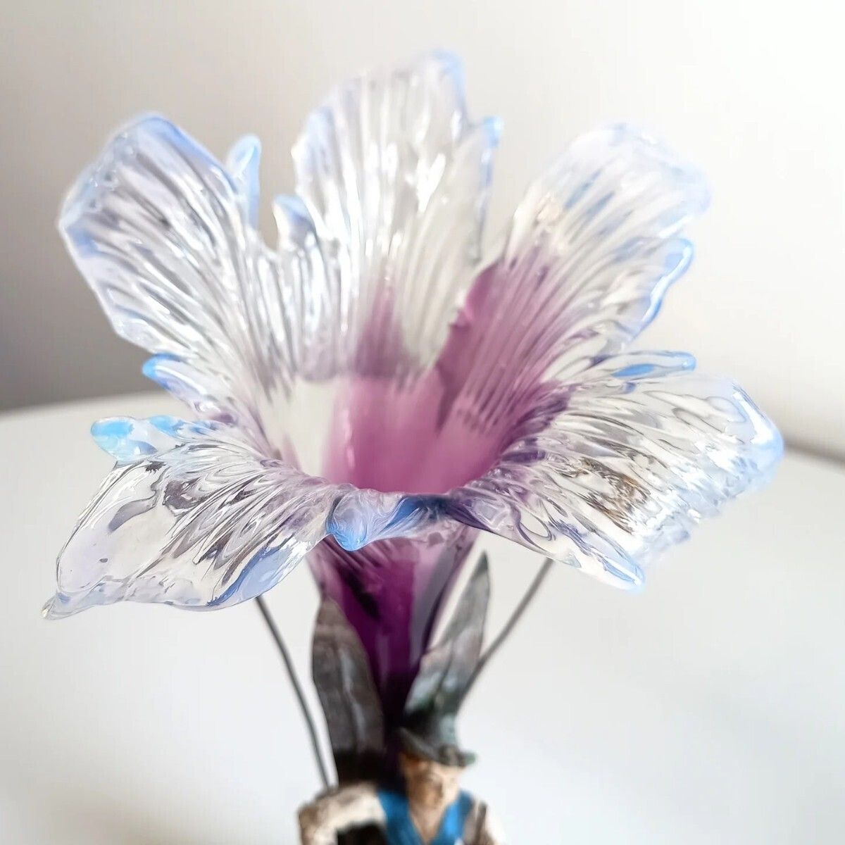 photo buy Two Vienna School Art Nouveau Floriform Glass Solifleur Vases With Cold Painted Metal Pedestals Wilhelm Kralik Sohne Style Circa 1890–1910