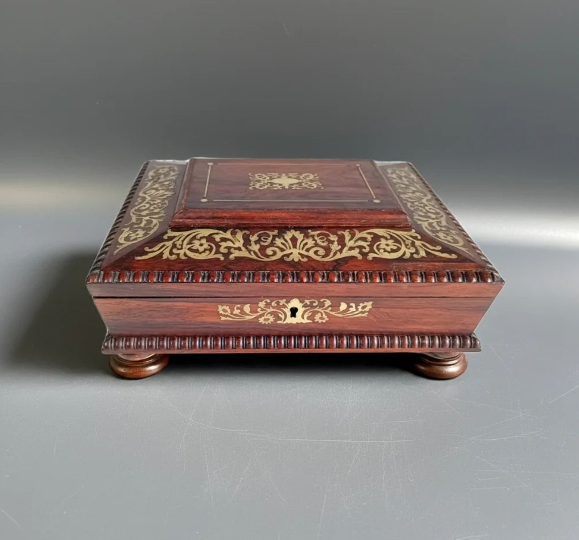 Antique 1830s Regency Boulle Work Casket Box Mahogany Or Rosewood   Irish Or English