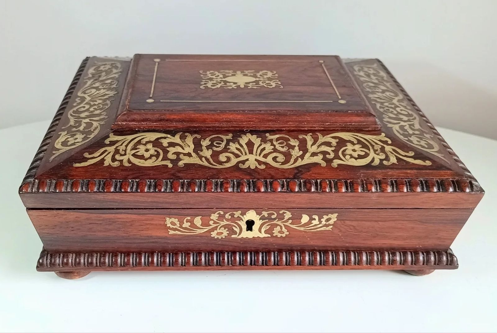 photo for sale Antique 1830s Regency Boulle Work Casket Box Mahogany Or Rosewood   Irish Or English