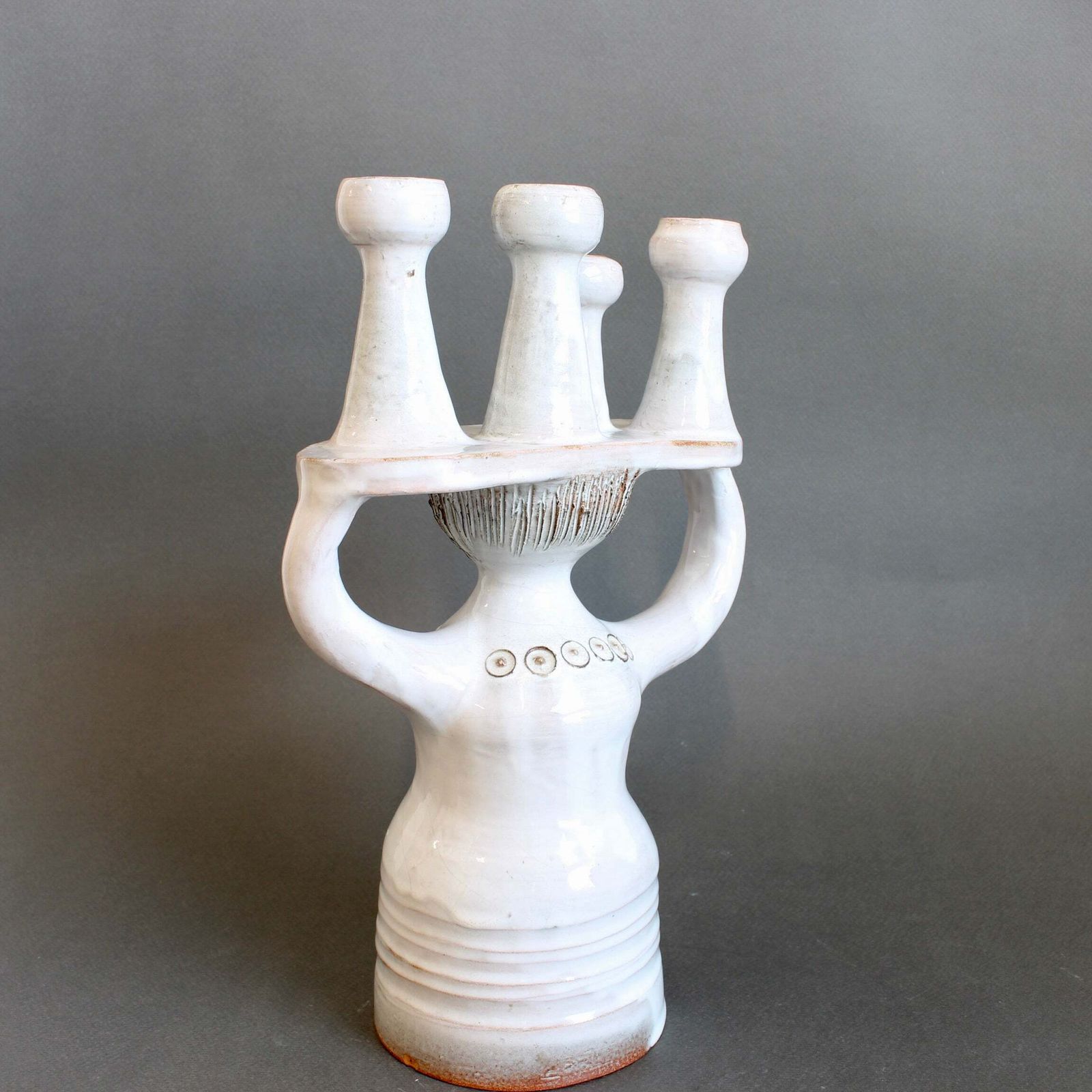 Ceramic Candle Holder / 'Pottery Porter' Sculpture By Jacques Pouchain   Atelier Dieulefit (Circa 1960s 70s) photo Home Decor