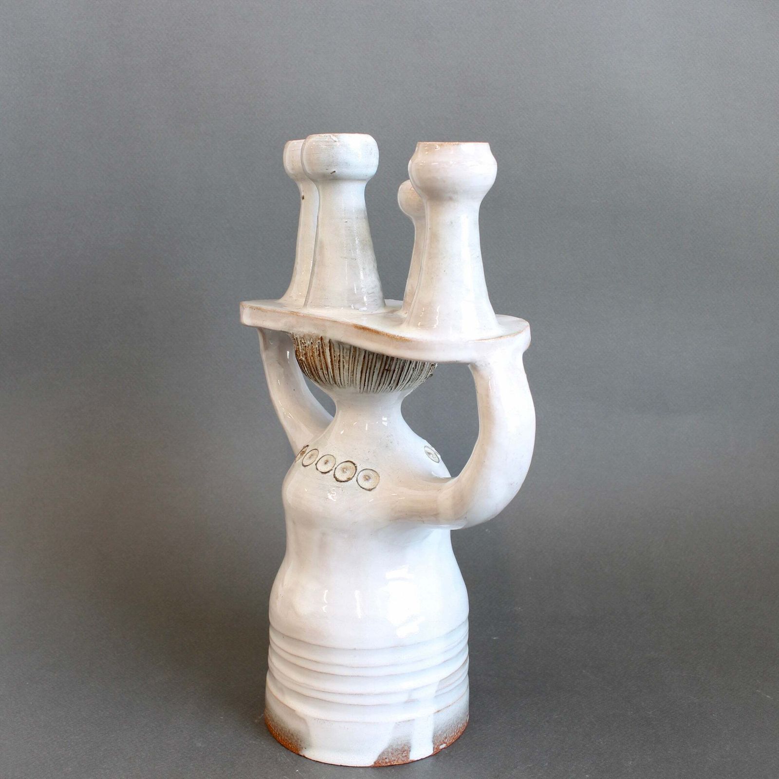 Ceramic Candle Holder / 'Pottery Porter' Sculpture By Jacques Pouchain   Atelier Dieulefit (Circa 1960s 70s) photo vinterior