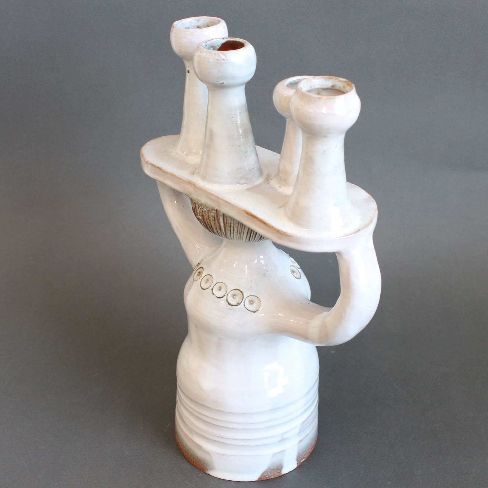 photo buy Ceramic Candle Holder / 'Pottery Porter' Sculpture By Jacques Pouchain   Atelier Dieulefit (Circa 1960s 70s)