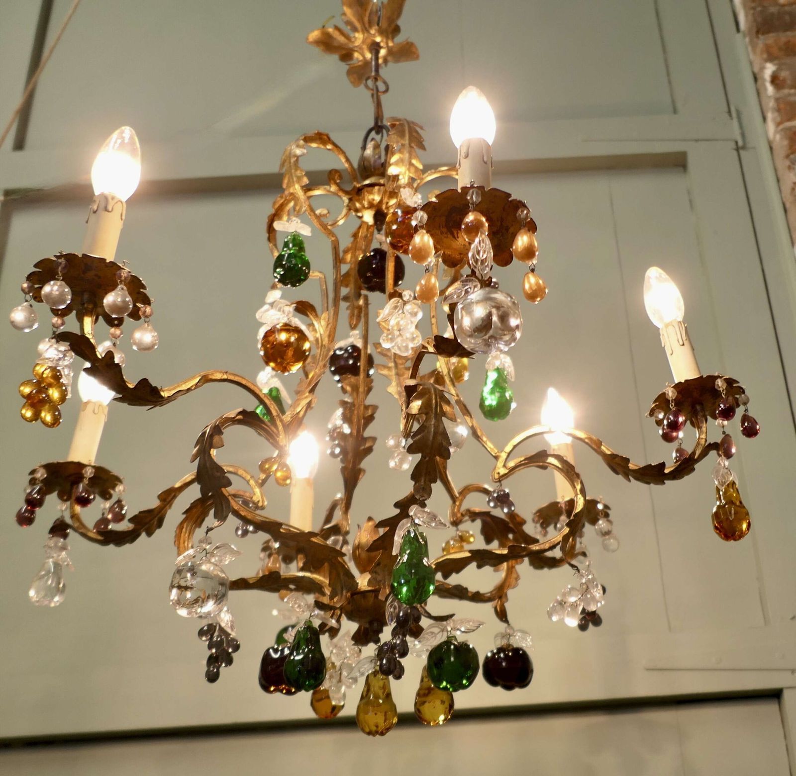 6 Arm Crystal Chandelier Hung With Coloured Fruits photo 2160.0