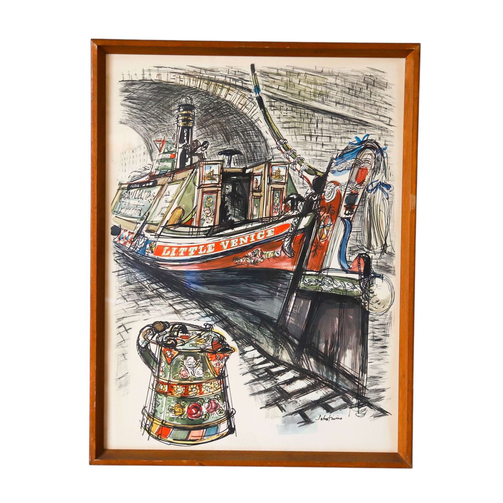 Vintage Underground Poster   “Little Venice” Canal Boat By John Finnie, 1965