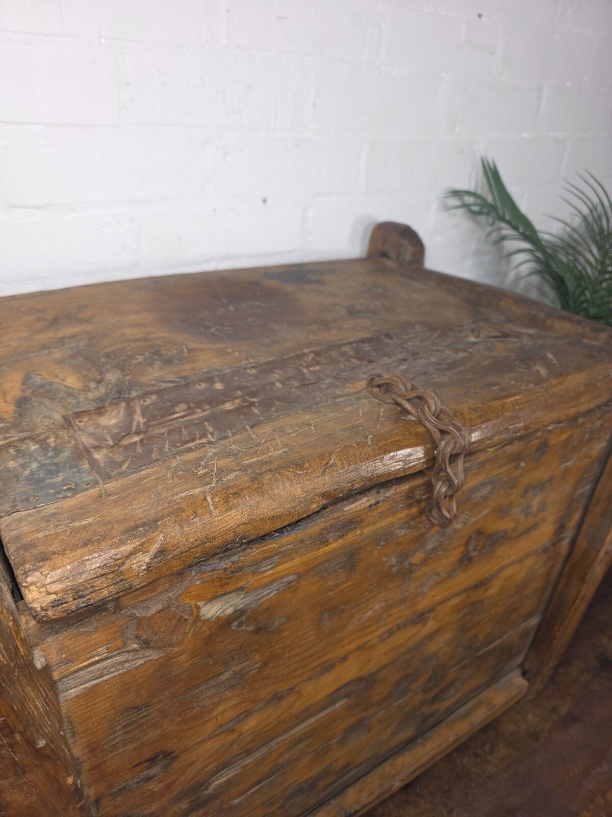 Vintage Rustic Wabi Sabi Himalayan Himachal Wooden Trunk Chest Blanket Box photo for sale