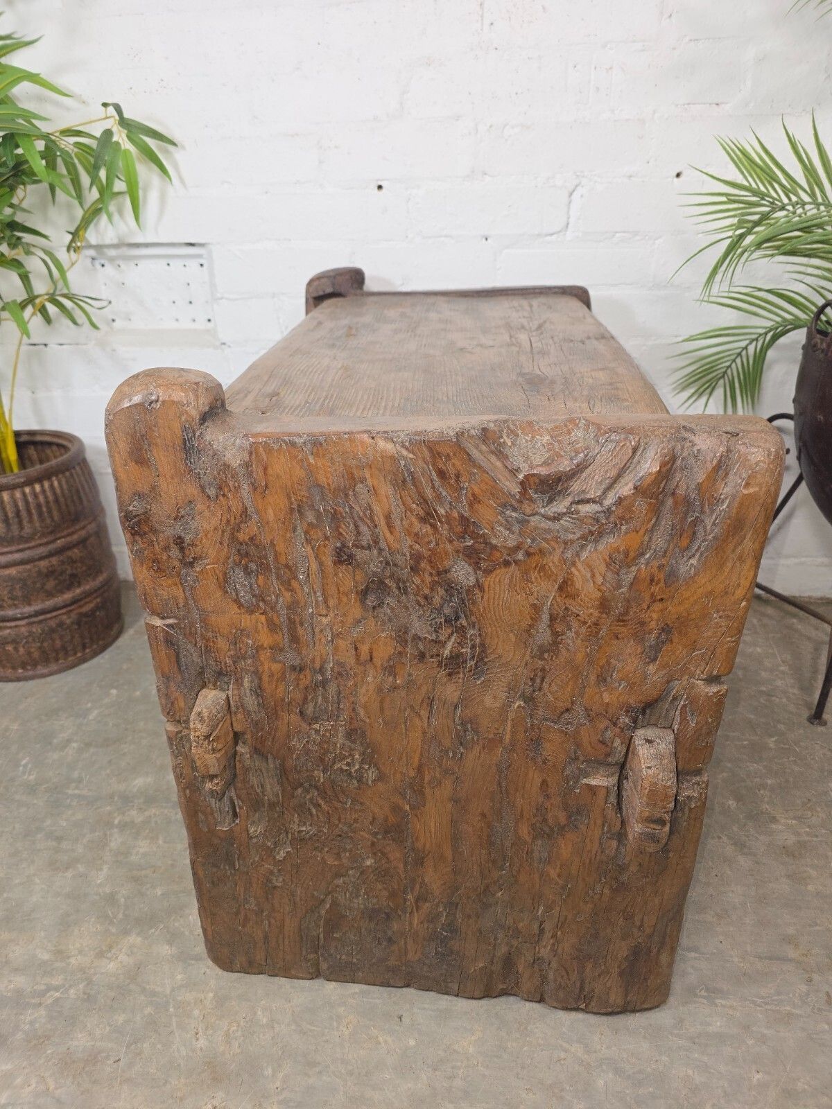 Vintage Rustic Wabi Sabi Himalayan Himachal Wooden Trunk Chest Blanket Box photo vinterior