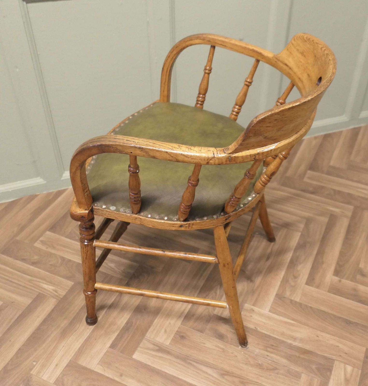Golden Oak Smokers Bow Office Or Desk Chair photo vinterior