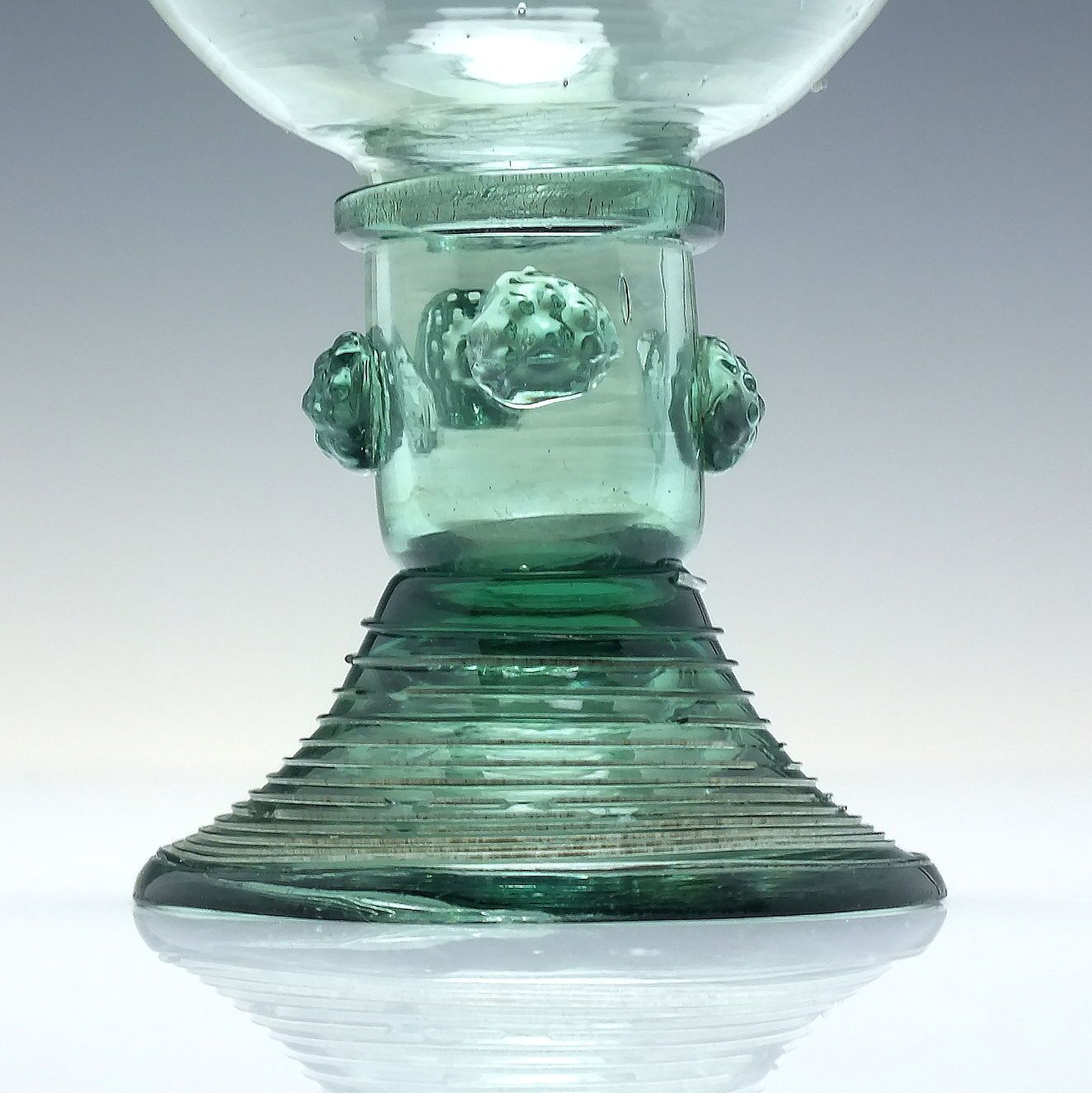 Antique 18th Century English Green Wine Roemer Glass With Hollow Stem C1790 photo Home Decor