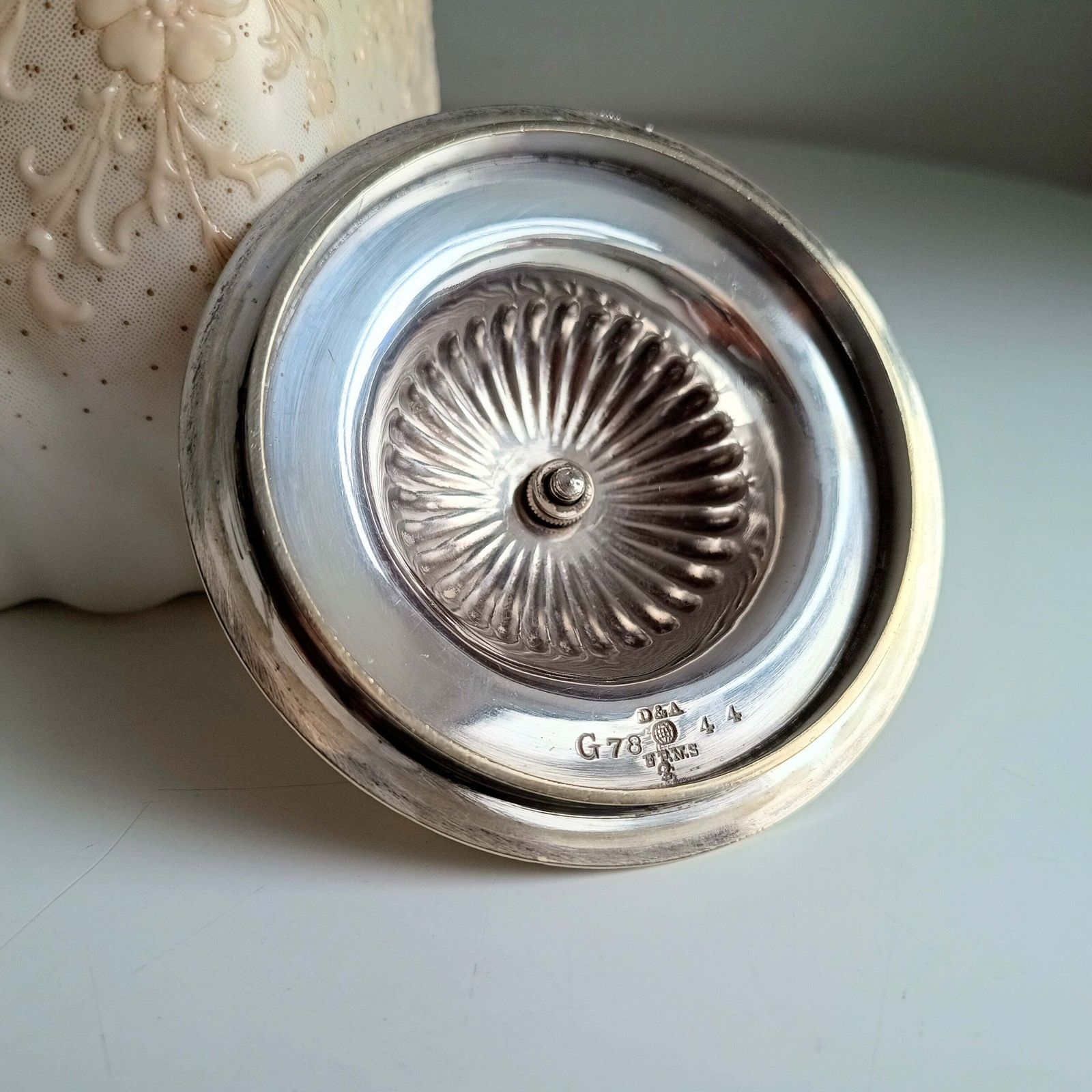 Home Decor Doulton Burslem    Large Blush Biscuit Barrel With Optic Swirl Body And Metal Cover C 1900 Art Nouveau photo