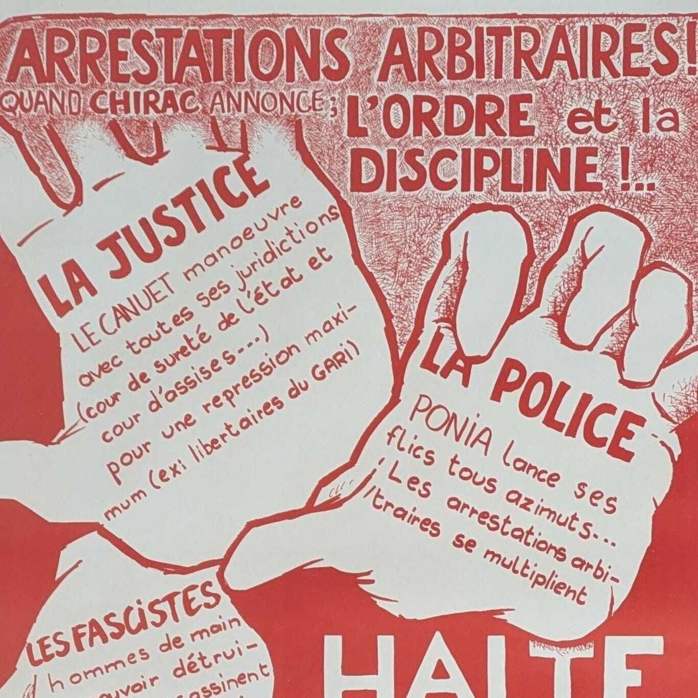 Vintage French Protest Poster, 1960s Student Protest Anti Fascist Anarchist Movement Art photo furniture