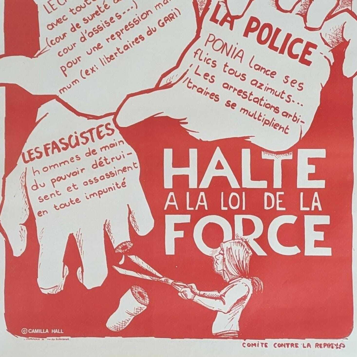Vintage French Protest Poster, 1960s Student Protest Anti Fascist Anarchist Movement Art photo for sale