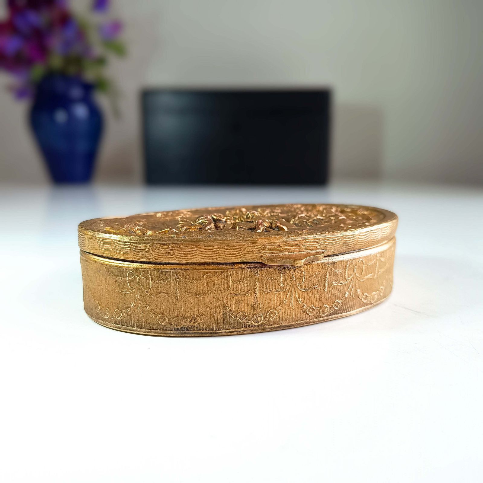 Empire Style French Ormolu Trinket Box, C. Late 19th Century photo vinterior