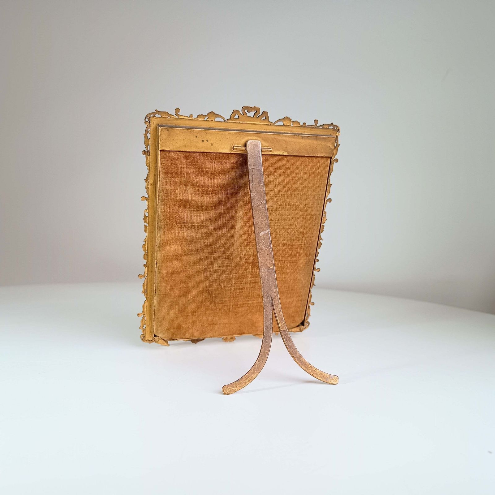 Antique French Gilt Brass Picture Frame With 1900 Photographic Portrait Of An Edwardian Lady – Velvet Back And Dore Bronze Easel Stand photo 189.0