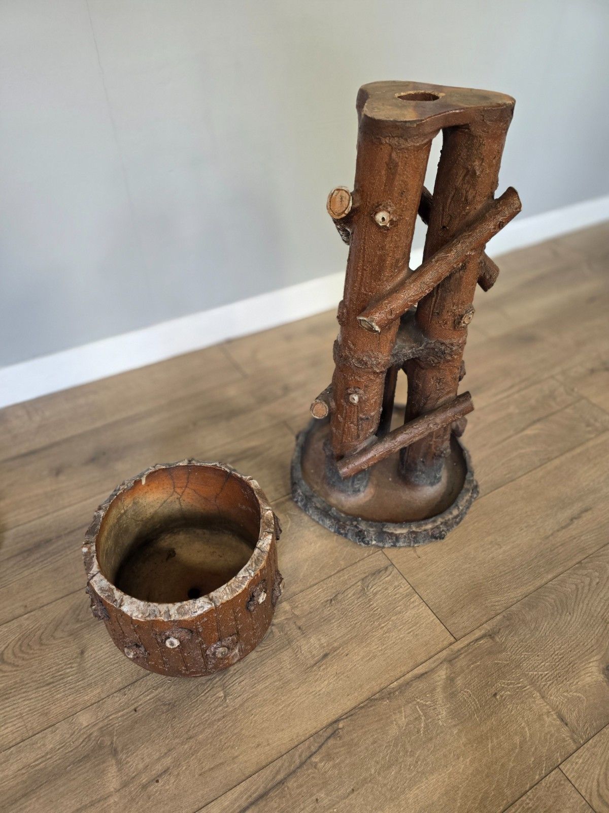 photo vinterior Antique 19th Century Pottery Naturalistic Planter/Jardiniere