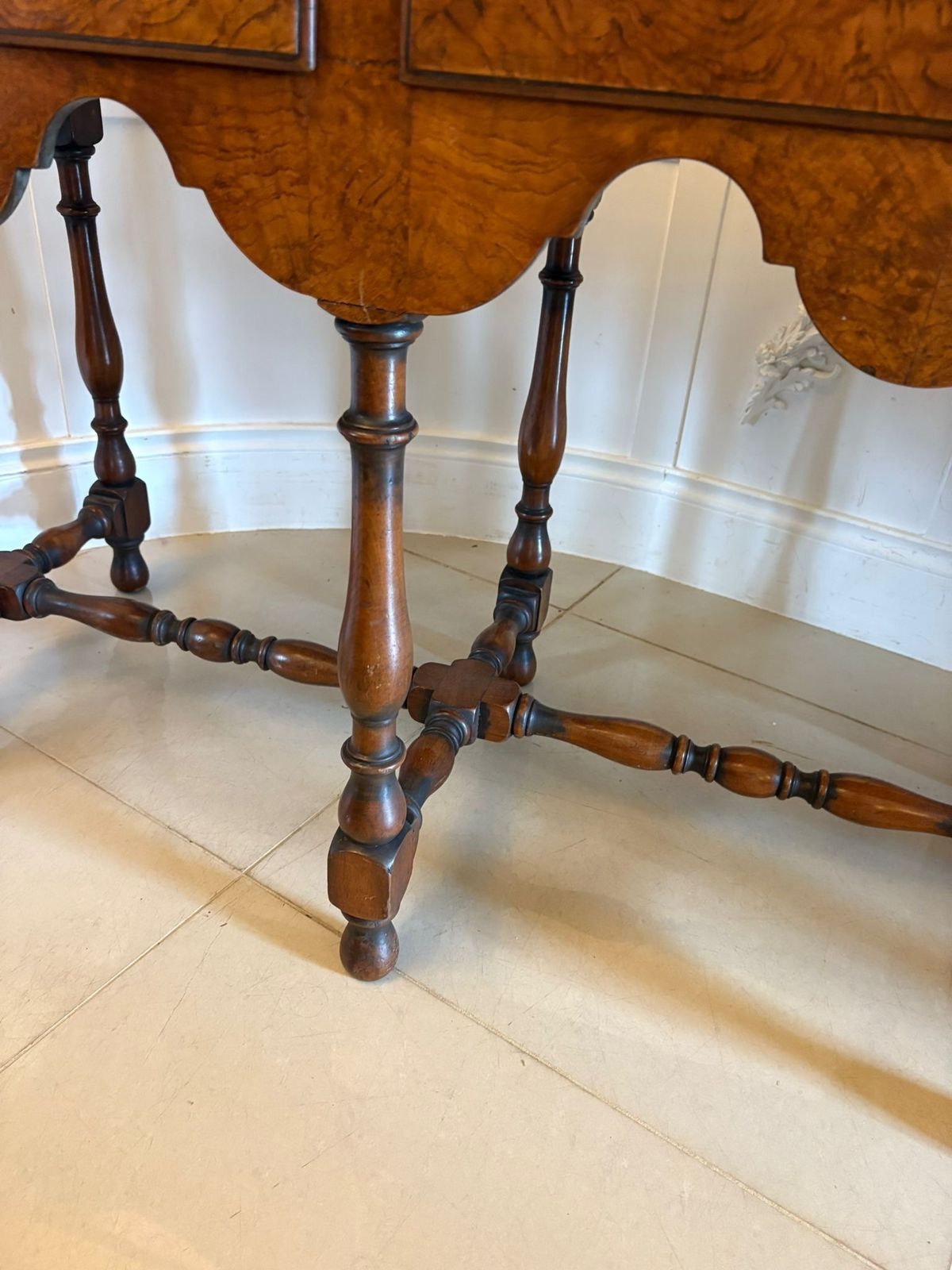 Unusual Antique 20th Century Quality Burr Walnut Dresser Base photo furniture