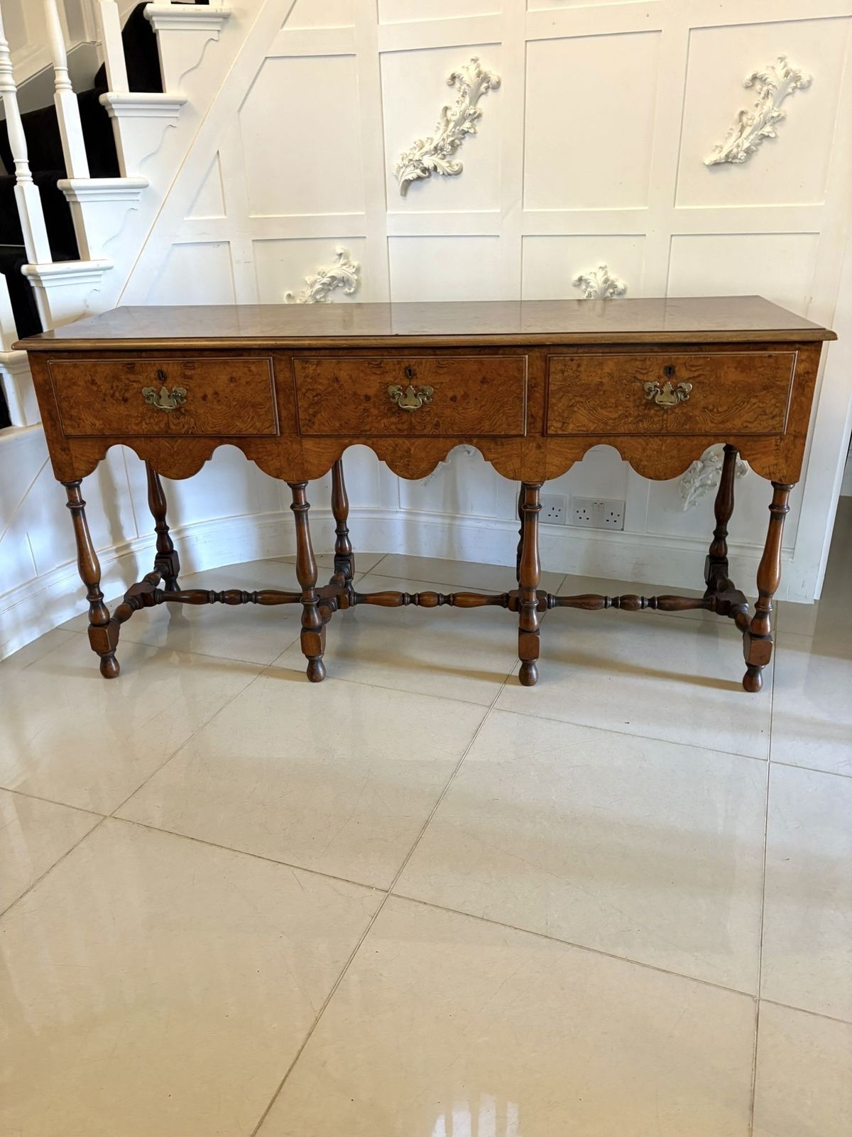 Unusual Antique 20th Century Quality Burr Walnut Dresser Base photo buy