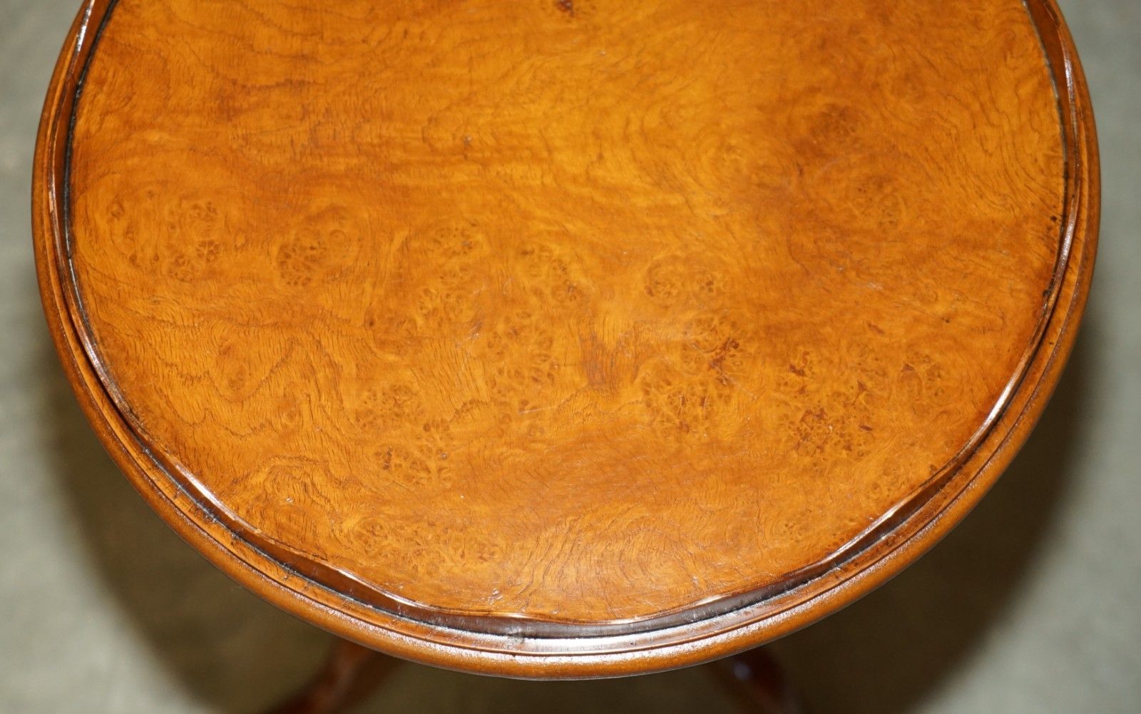 Pair Of Vintage Burr Walnut With Gallery Rails Side End Lamp Wine Tripod Tables photo vinterior