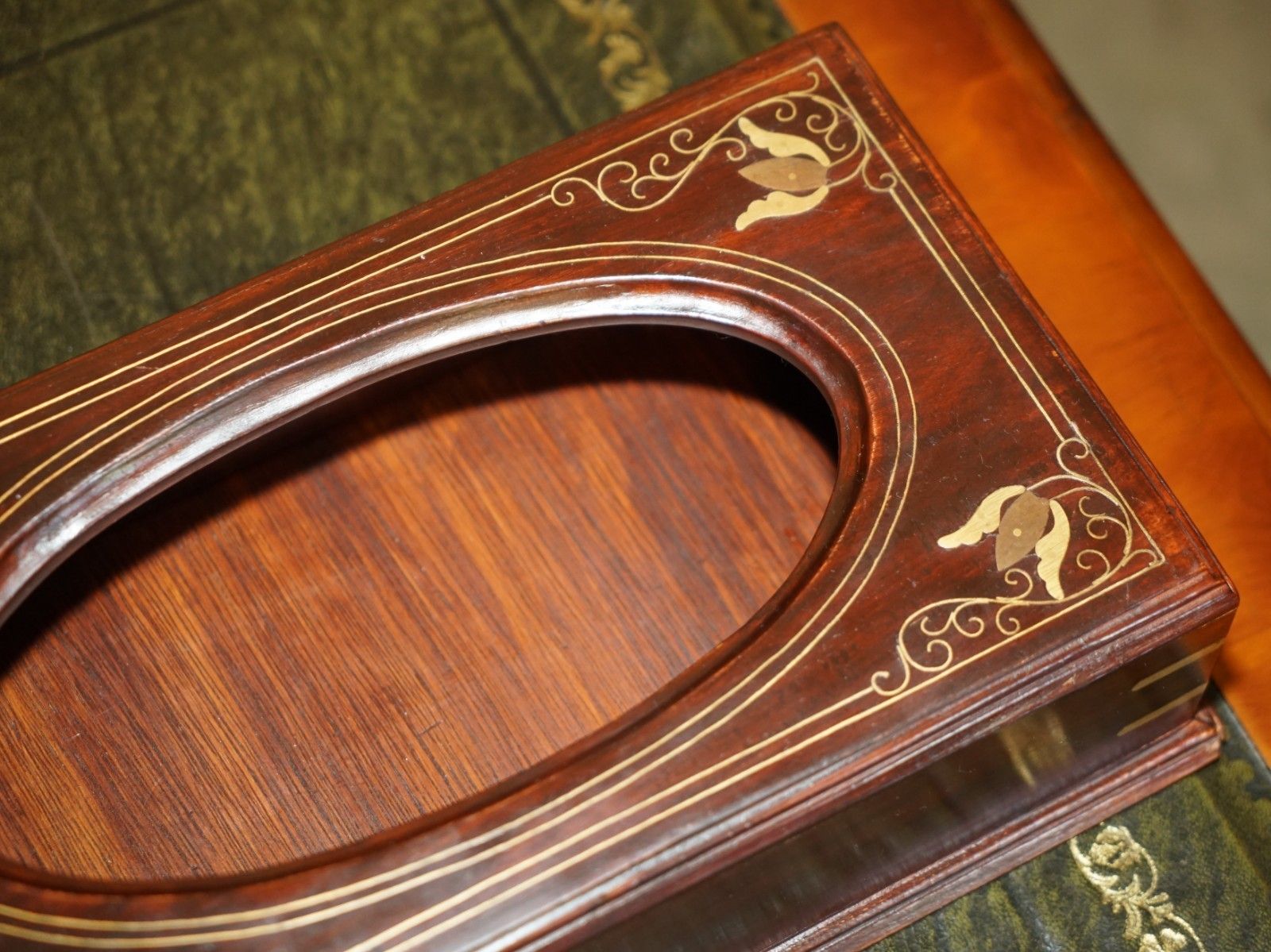 1 Of 4 Vintage Anglo Indian Rosewood & Brass 1920's Tissue Box Holders photo vinterior