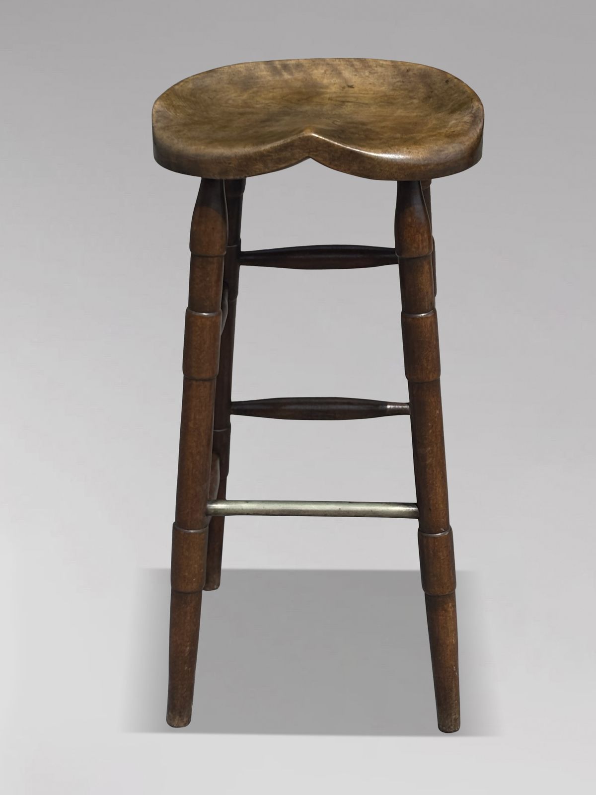 19th Century Tall Elm Bar Saddle Seat Stool photo Furniture