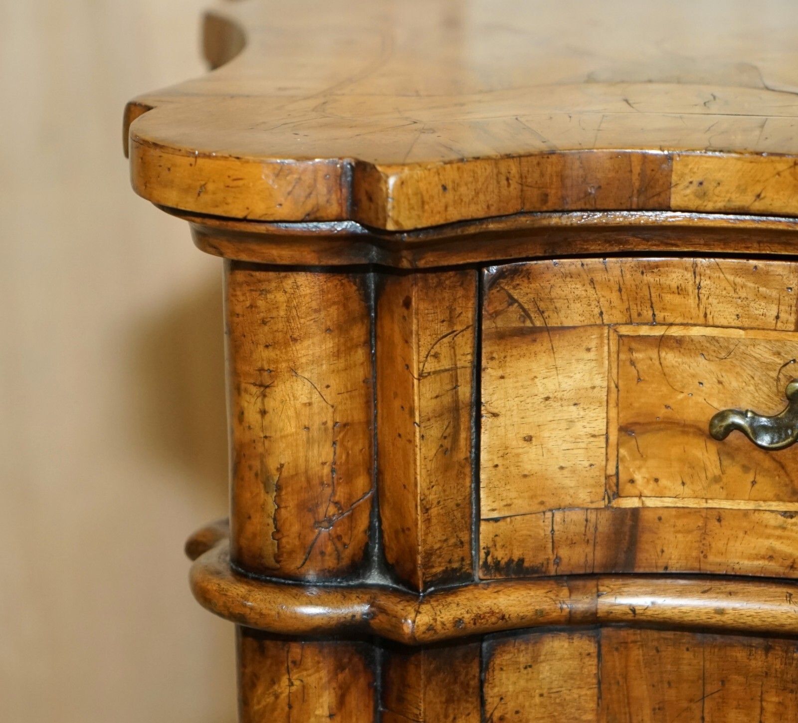 Exquisite Antique Italian Circa 1860 Olive Wood Desk Writing Table Sublime Wood photo 3950.0