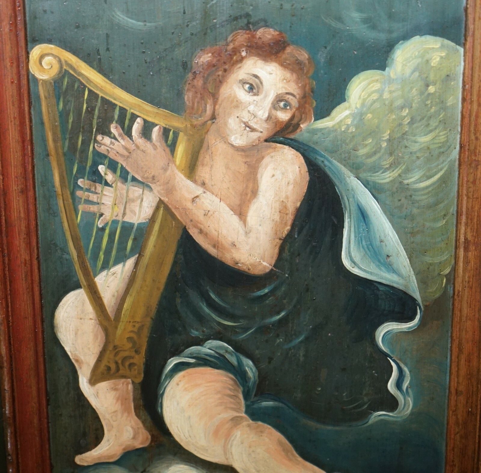 Circa 1800 Hand Painted Green Swedish Hall Or Pot Cupboard Wardrobe Musical Deco photo vinterior