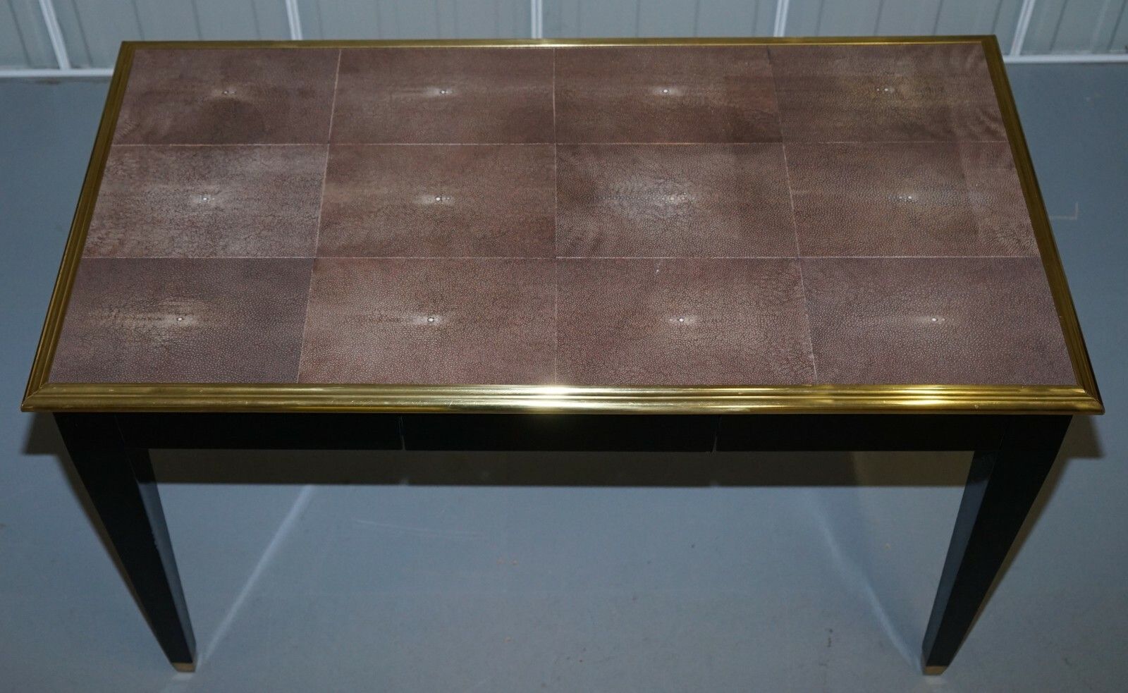 Rrp £13,000 Original Shagreen Gilt Metal Writing Table Desk With Single Drawer photo for sale