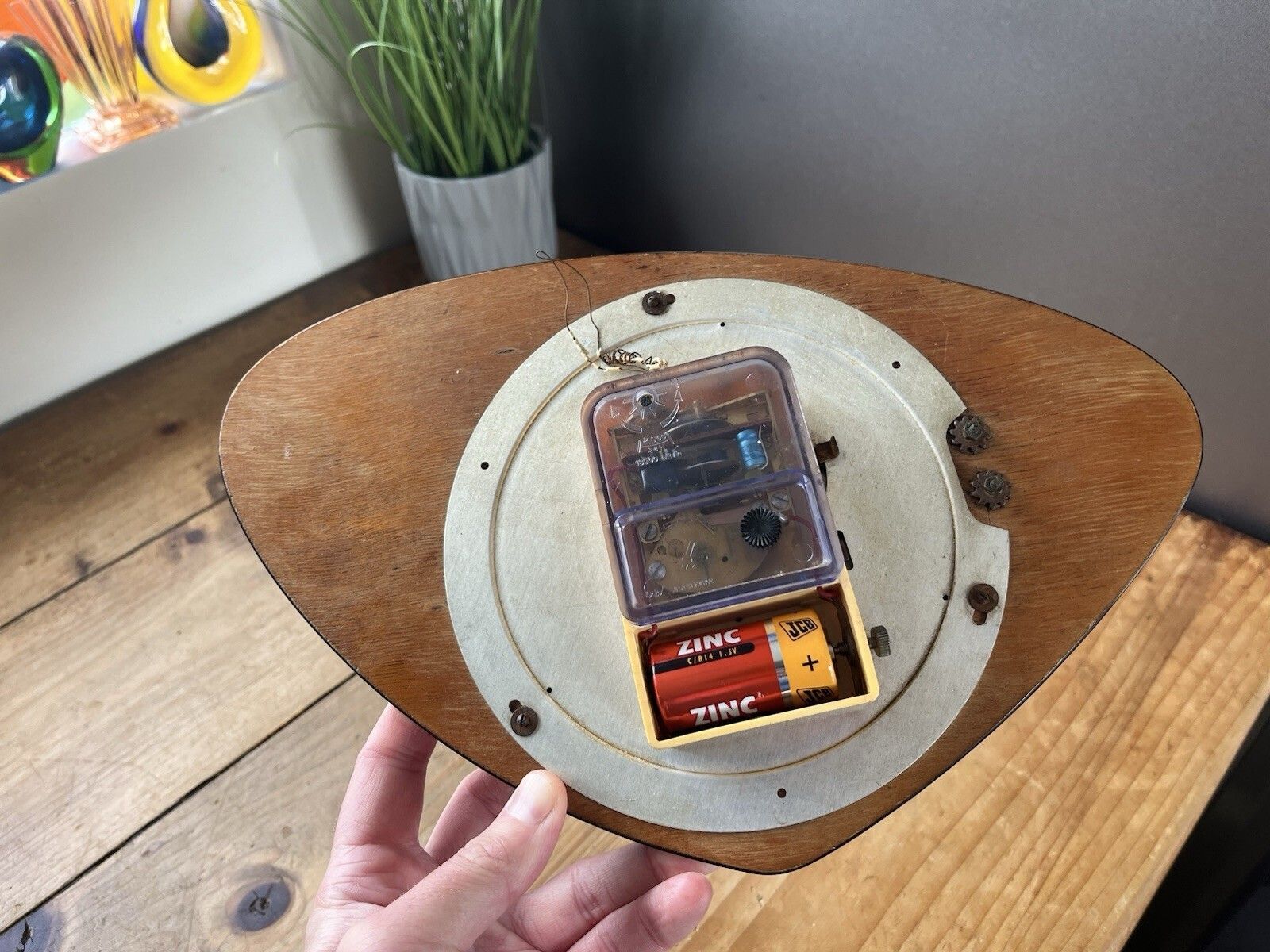 Mid Century Modern 60's Odo Faux Teak Wood Wall Clock Perpetual Calendar Vintage photo 95.0