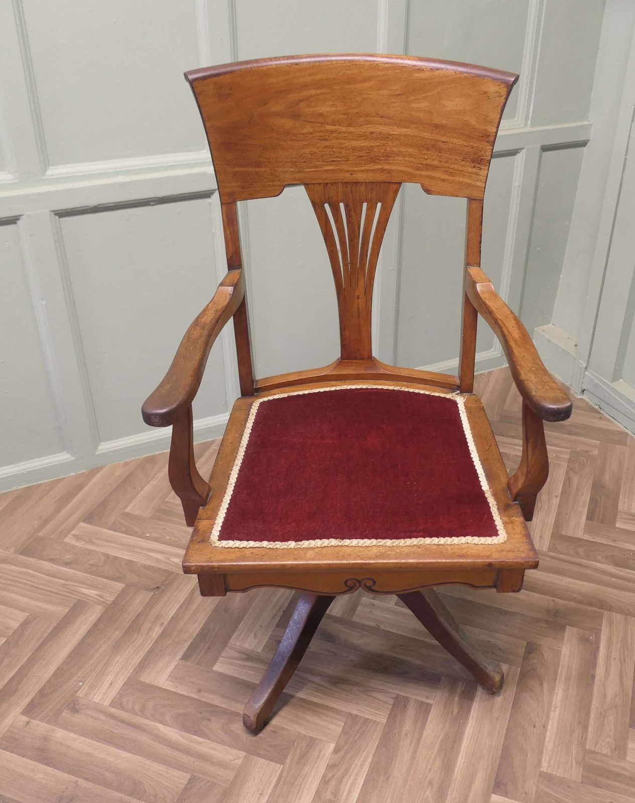 Edwardian Arts And Crafts Walnut Desk Or Office Chair photo for sale