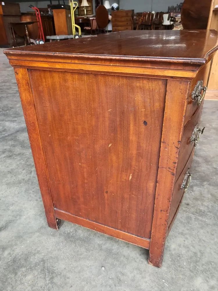 photo furniture Antique Edwardian Low Bow Front Small Chest Of Drawers With Cupboard