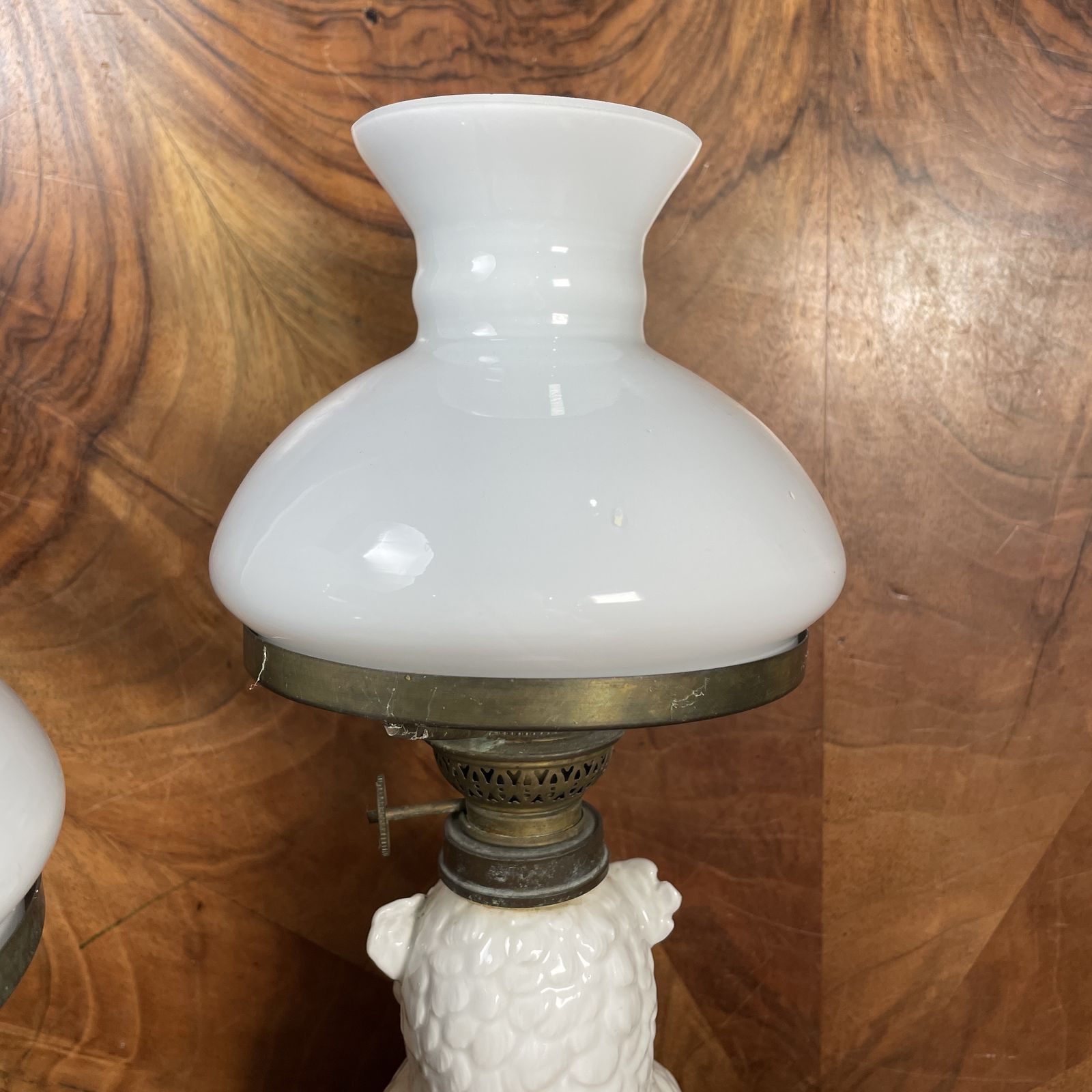 Victorian Porcelain Owl Lamp, 1700s photo Lighting