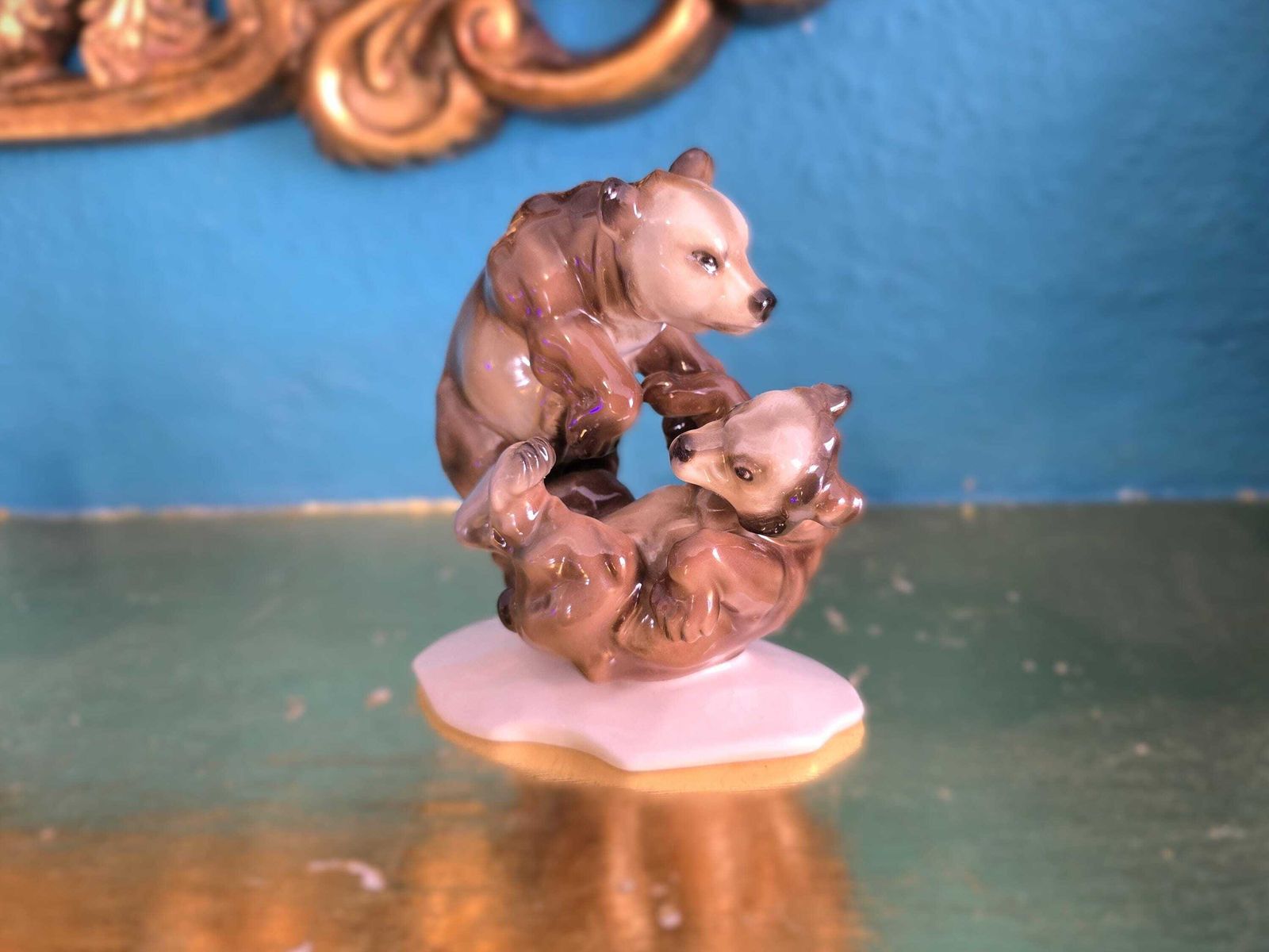 Vintage Hutschenreuther Selb Playing Bears   Karl Tutter 1950s Bear Figurine   Germany Porcelain Art Department   Hand Painted photo furniture