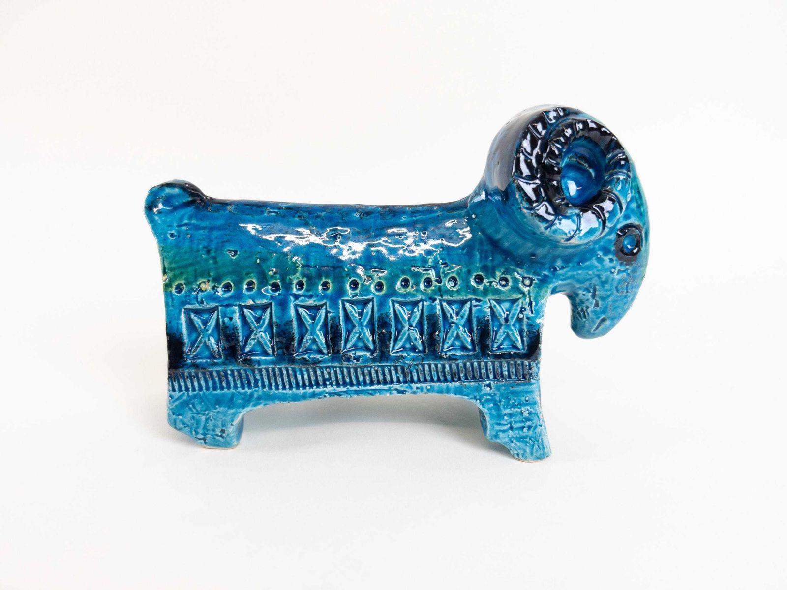 Bitossi Rimini Blu Ram   Aldo Londi Bitossi Goat   Made In Italy   Classic Midcentury Modern Italian Ceramics photo for sale