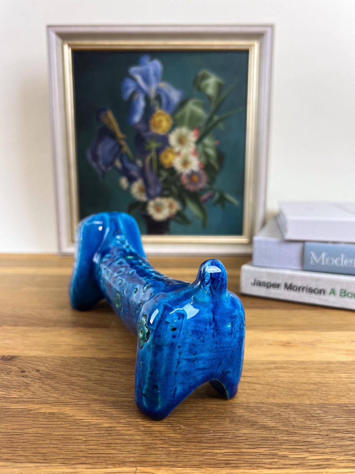 Bitossi Spagnolo Dachshund Dog By Aldo Londi   1960s Bitossi Dachshund In Rare Spagnolo Blu Decor photo Home Decor