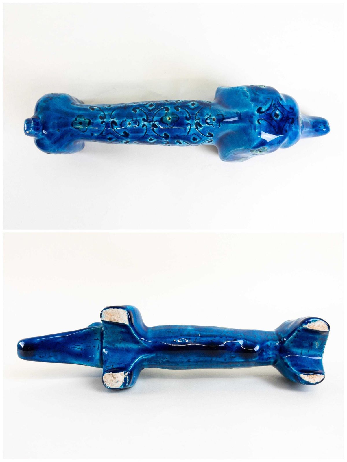photo furniture Bitossi Spagnolo Dachshund Dog By Aldo Londi   1960s Bitossi Dachshund In Rare Spagnolo Blu Decor
