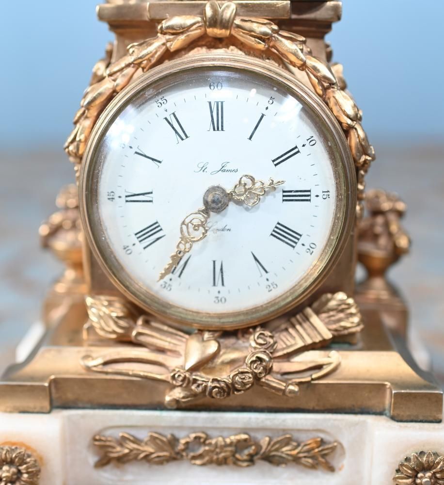 English Gilt Mantel Clock Cherub St James London 1880 photo Home Decor