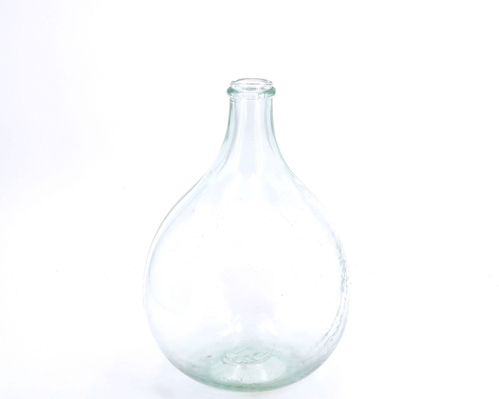 Kleine Franse Transparante Glazen Demijohn, Ca. Jaren 1950 / Fles, Vaas, Country, Farmhouse, Boho Chic, Folk, Tuin, Country, Woondecoratie