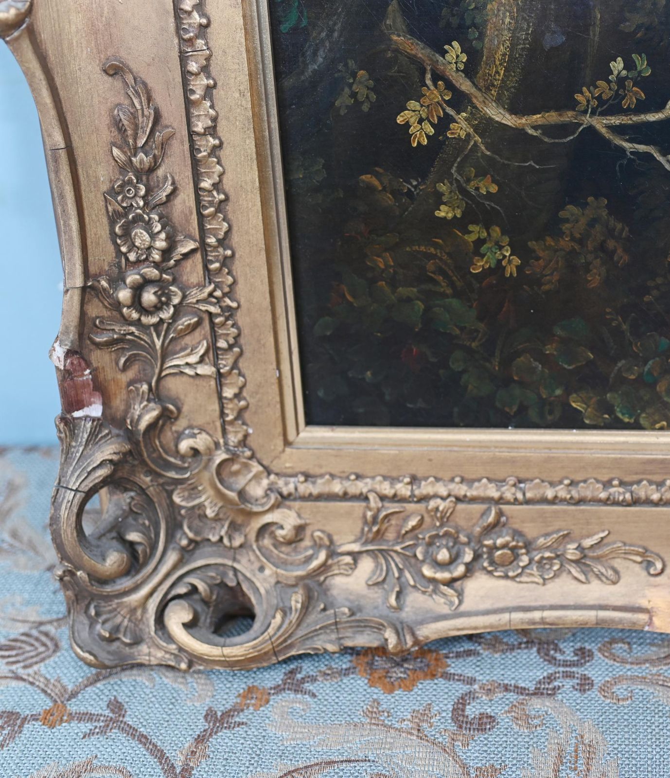 Antique French Oil Painting River Scape Art Chateau 1860 photo buy