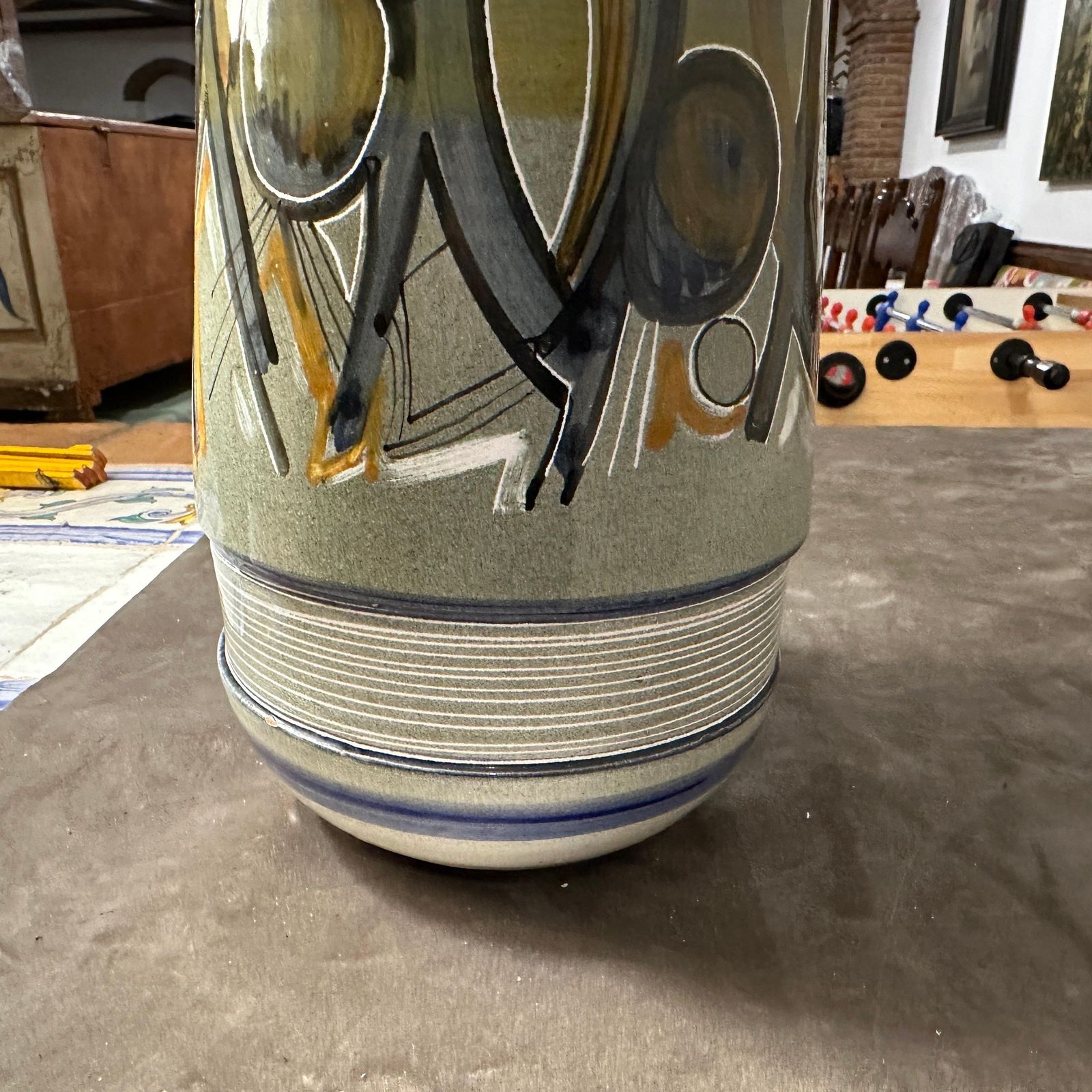 A Unique 1960s Futurist Hand Painted Ceramic Vase By Cianciolo For Nova photo for sale