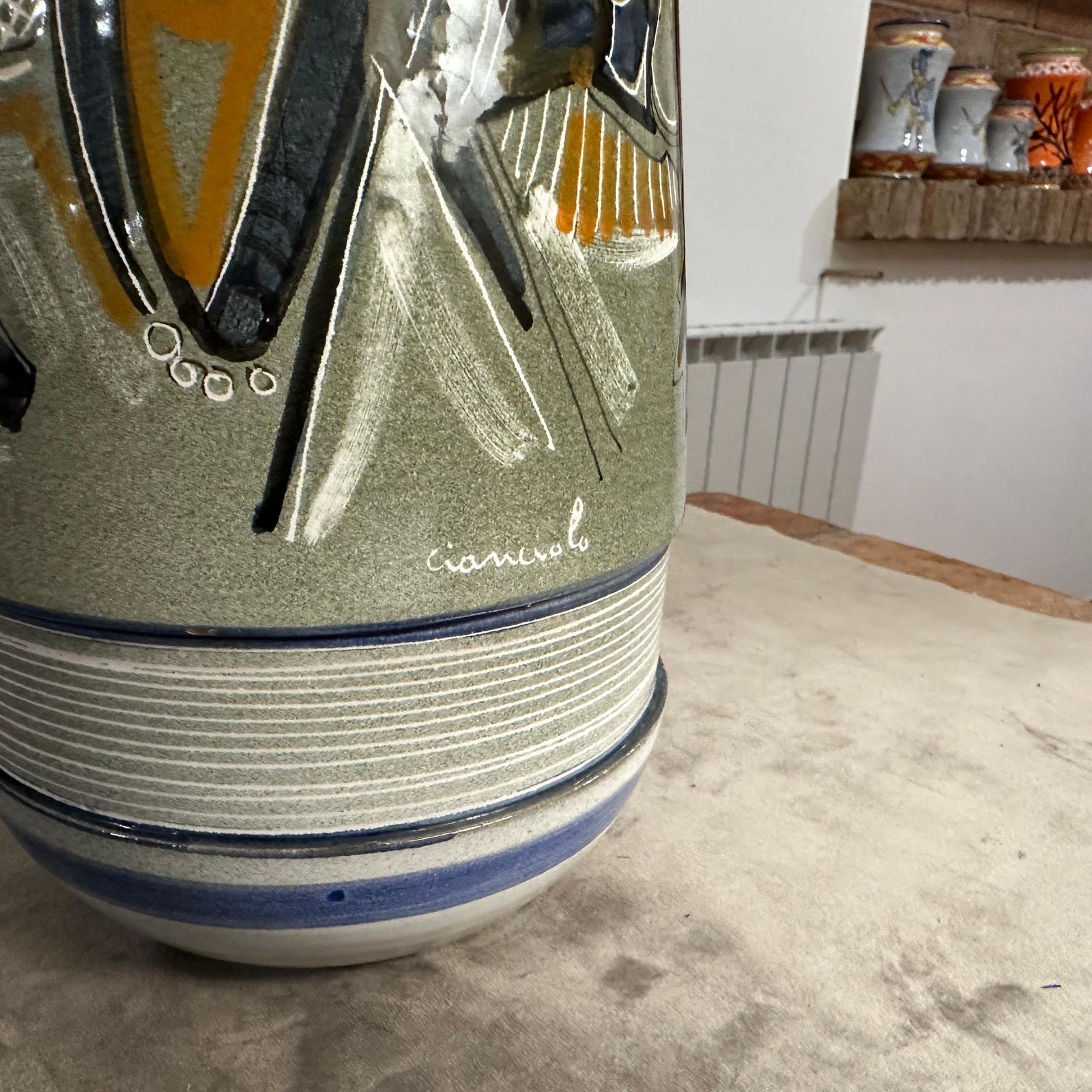 Home Decor A Unique 1960s Futurist Hand Painted Ceramic Vase By Cianciolo For Nova photo
