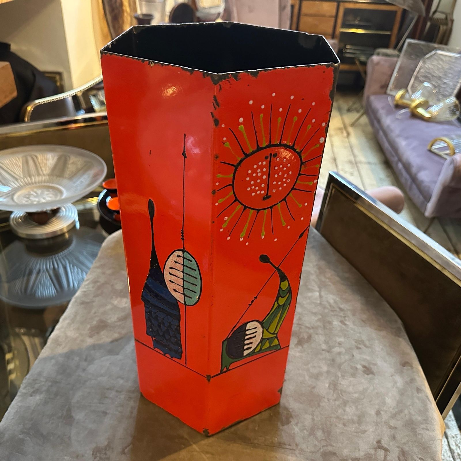 Home Decor 1960s Mid Century Modern Lacquered Iron Italian Umbrella Stand photo